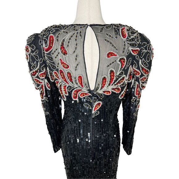 Stunning Black and Red Sequin Maxi Dress - Picture 5 of 9
